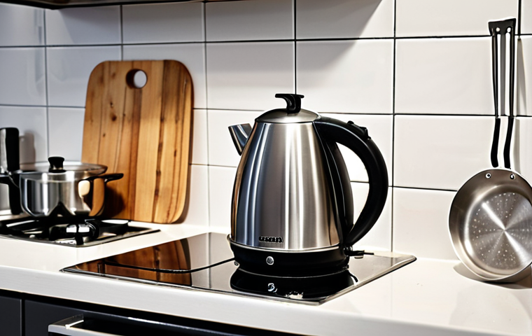 **
Prompt: Durable kitchen appliance, possibly a kettle, leaking due to poor material choice. Focus on the contrast between cheap plastic and high-quality stainless steel elements. Swedish home setting.
**